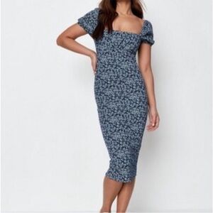 Missguided Floral Bodycon Midi Dress (Size XS)